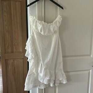 NWT TRUE DECADENCE white strapless crochet lace ruffle dress US 10